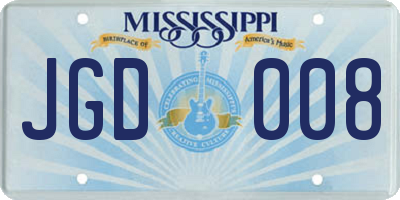 MS license plate JGD008