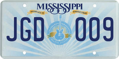 MS license plate JGD009
