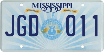 MS license plate JGD011