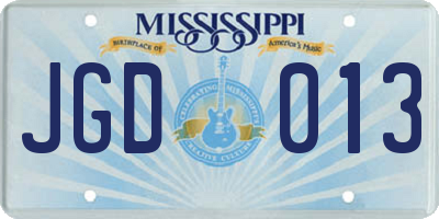 MS license plate JGD013