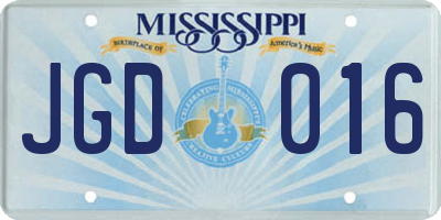 MS license plate JGD016