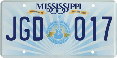 MS license plate JGD017
