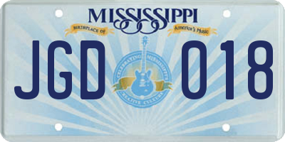 MS license plate JGD018