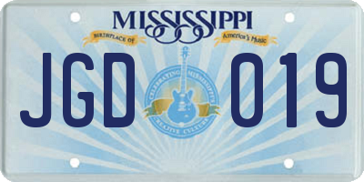 MS license plate JGD019