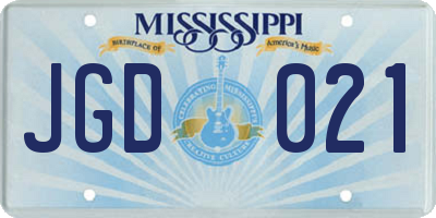 MS license plate JGD021