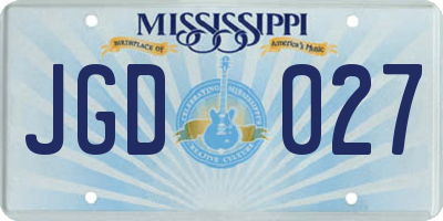 MS license plate JGD027