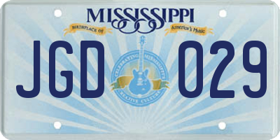 MS license plate JGD029