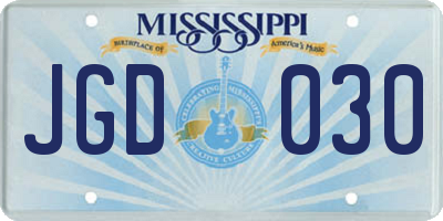MS license plate JGD030