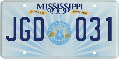 MS license plate JGD031