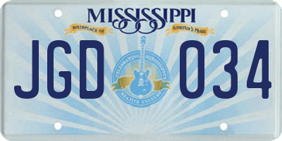 MS license plate JGD034