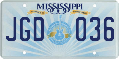 MS license plate JGD036
