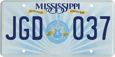 MS license plate JGD037