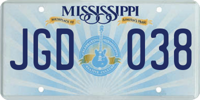 MS license plate JGD038