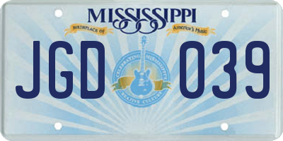 MS license plate JGD039