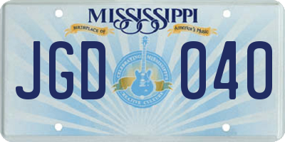 MS license plate JGD040