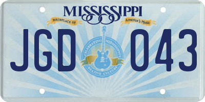 MS license plate JGD043