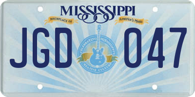 MS license plate JGD047