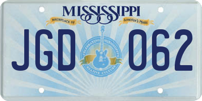MS license plate JGD062