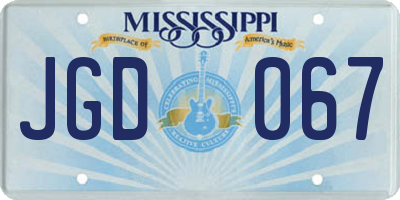 MS license plate JGD067