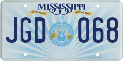 MS license plate JGD068