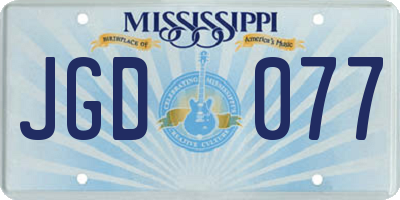 MS license plate JGD077