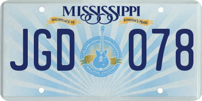 MS license plate JGD078