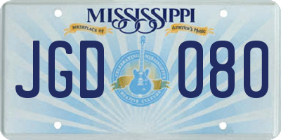 MS license plate JGD080