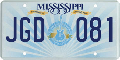 MS license plate JGD081
