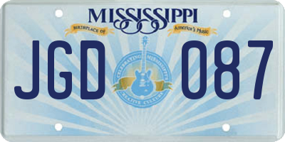 MS license plate JGD087
