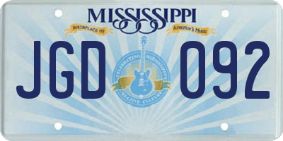 MS license plate JGD092