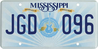 MS license plate JGD096