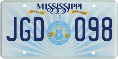 MS license plate JGD098