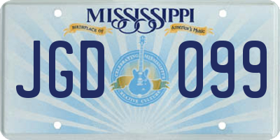 MS license plate JGD099