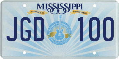 MS license plate JGD100