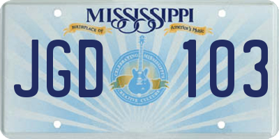 MS license plate JGD103