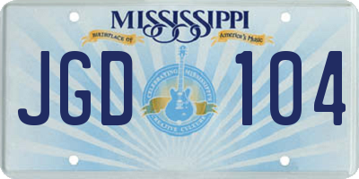 MS license plate JGD104