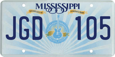 MS license plate JGD105