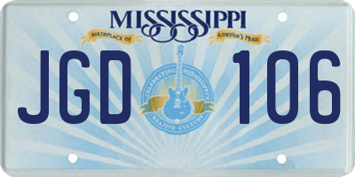 MS license plate JGD106