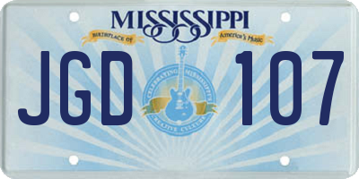 MS license plate JGD107