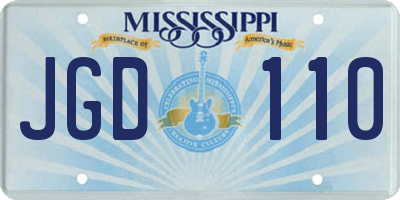 MS license plate JGD110