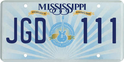 MS license plate JGD111