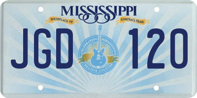 MS license plate JGD120