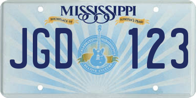 MS license plate JGD123