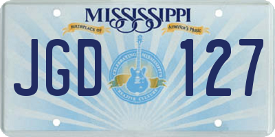 MS license plate JGD127