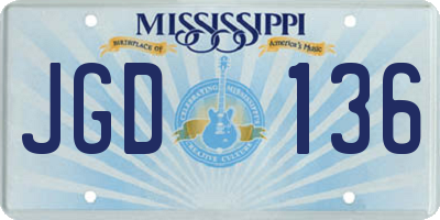 MS license plate JGD136