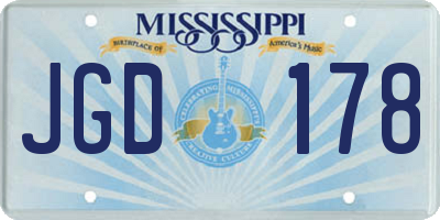 MS license plate JGD178