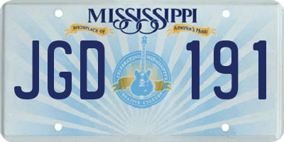 MS license plate JGD191