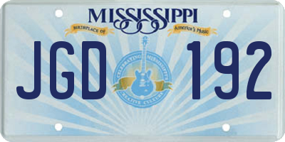 MS license plate JGD192