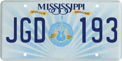 MS license plate JGD193