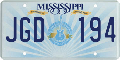 MS license plate JGD194